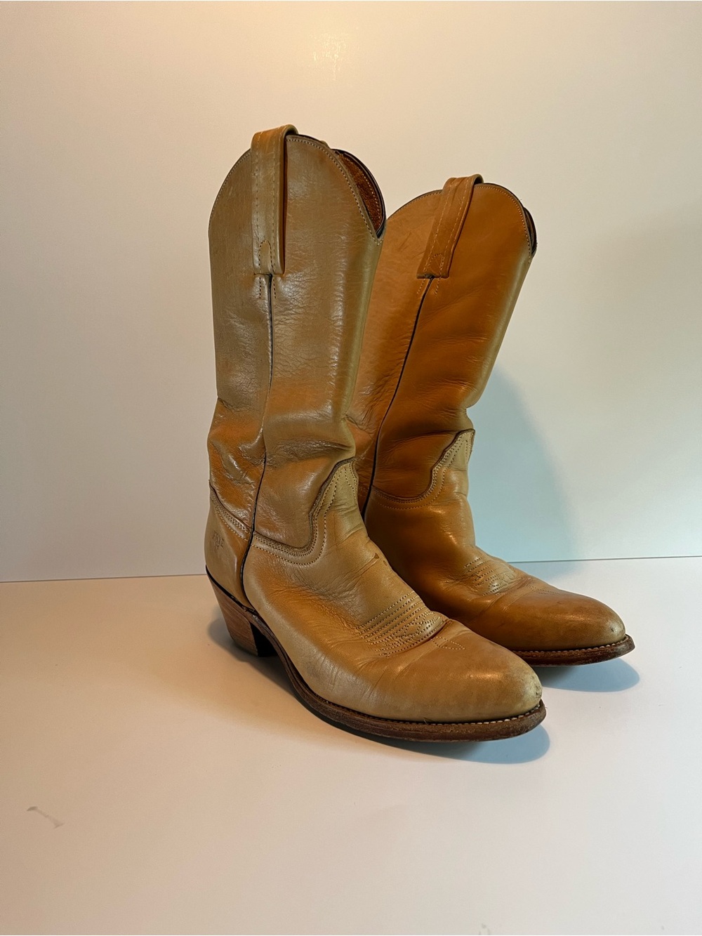 Frye Tan Leather Women's Tall Western Combat Boots